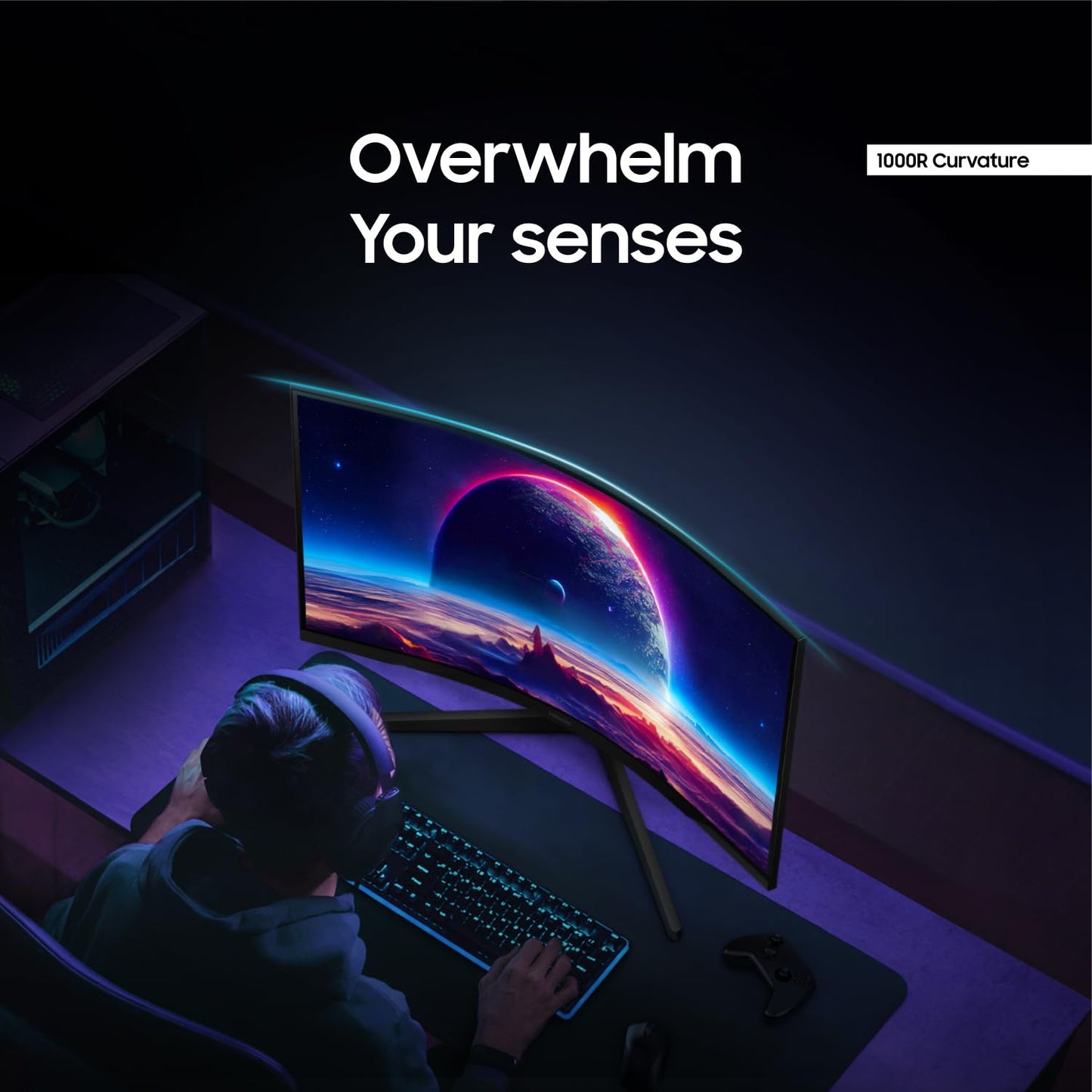 Samsung Odyssey 32 inch Curved Gaming Monitor (2,560 x 1,440) G55C QHD 165 Hz 1 ms, HDR10, FreeSync, Eye Saver Mode, 1000R Curvature- LS32CG550ENXZA Samsung