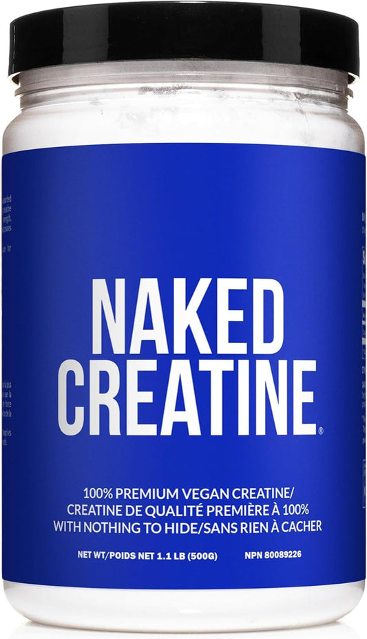 NAKED Pure Micronized Creatine Monohydrate Powder - NSF Certified, Unflavored, 500g, 1.1lb Bulk - Vegan, Non-GMO, Gluten-Free, Soy-Free, No Fillers, Supports Muscle Growth & Strength - 100 Servings