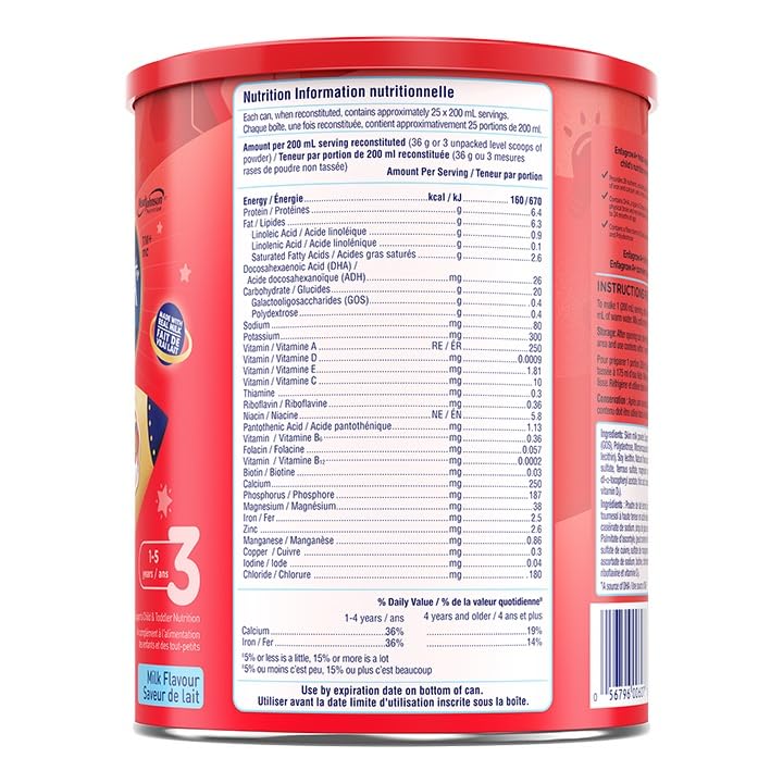 Enfagrow A+ Toddler Nutritional Drink Powder with DHA – Ages 1-5, Milk Flavor, 907g