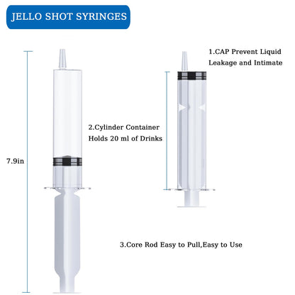 50 Pack Syringes with Tip Cap, 20ml Liquid Syringe BPA-Free Suringes, Washable, Durable, Party Nurses, Halloween, Thanksgiving Day, Birthday Nurses, Christmas 🍁 All In One Marketplace Canada