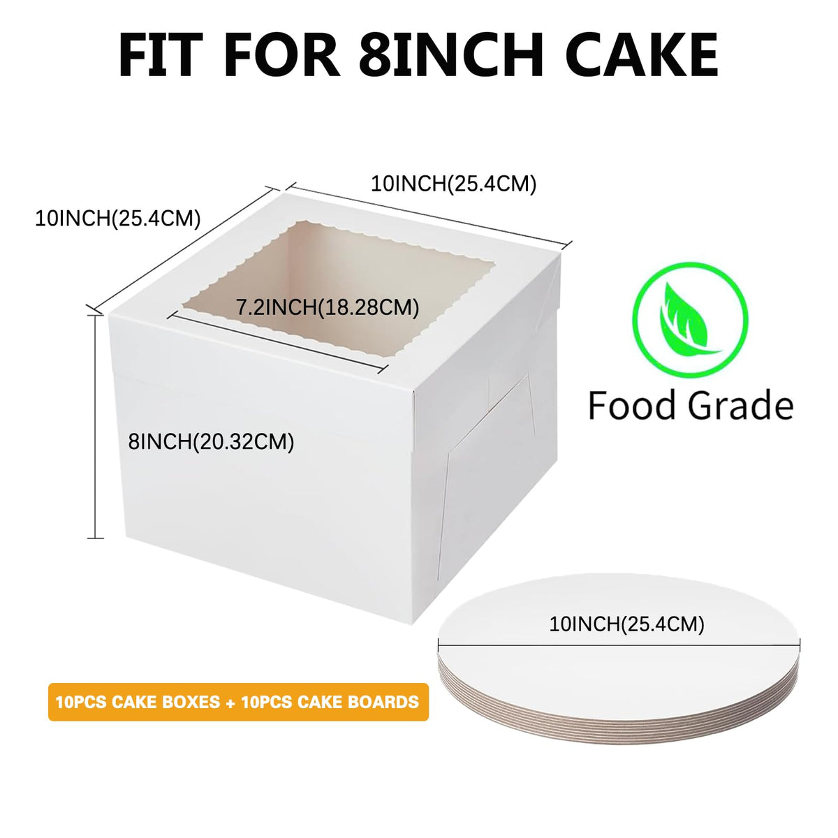 Packpal 20Pack 10 Inch Tall Cake Boxes With Cake Boards (10 boxes & 10 boards), 10X10X8 Inch White Bakery Boxes With Windown For Chocolates, Cajas Pasteles, Cookie, Pastries,Pie, Gift Cakes 🍁 All In One Marketplace Canada