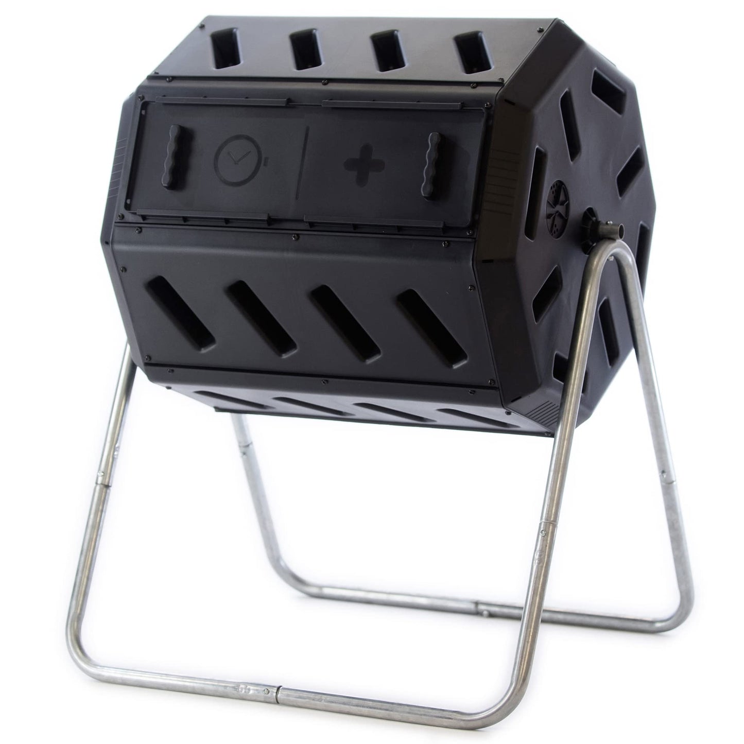 FCMP Outdoor IM4000 Dual Chamber Tumbling Composter Canadian-Made, 100% Recycled Resin - Outdoor Rotating Compost Tumbler Bin for Garden, Kitchen, and Yard Waste, Black (37 Gallon) FCMP Outdoor
