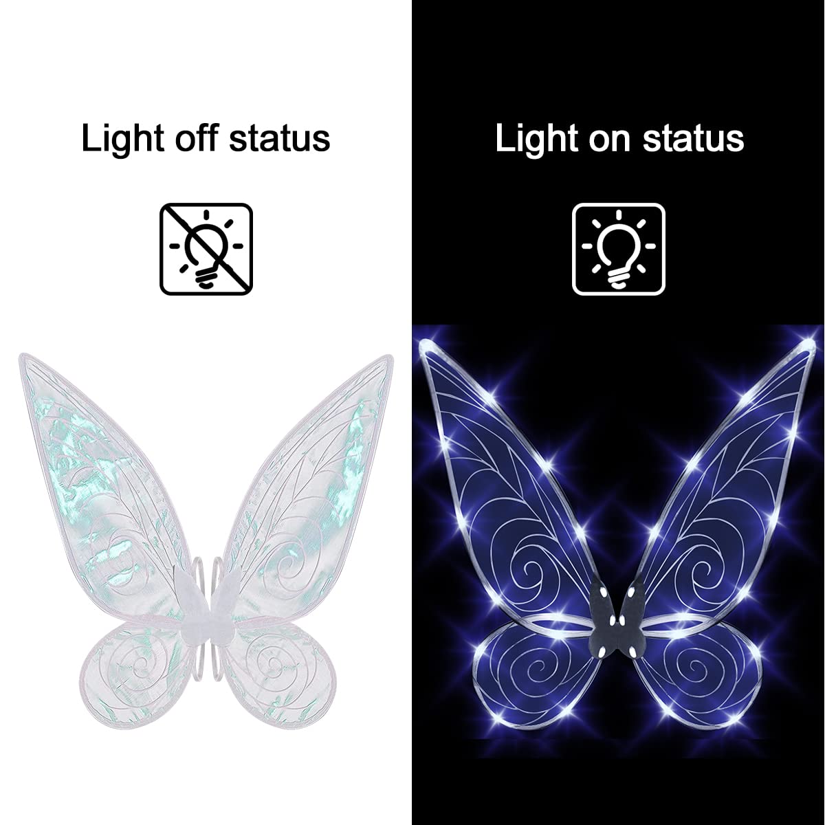 Light up Fairy Wings for Adults,LED Butterfly Wings for Girls Women,Halloween Costume, Christmas Gift for Kids 🍁 All In One Marketplace Canada