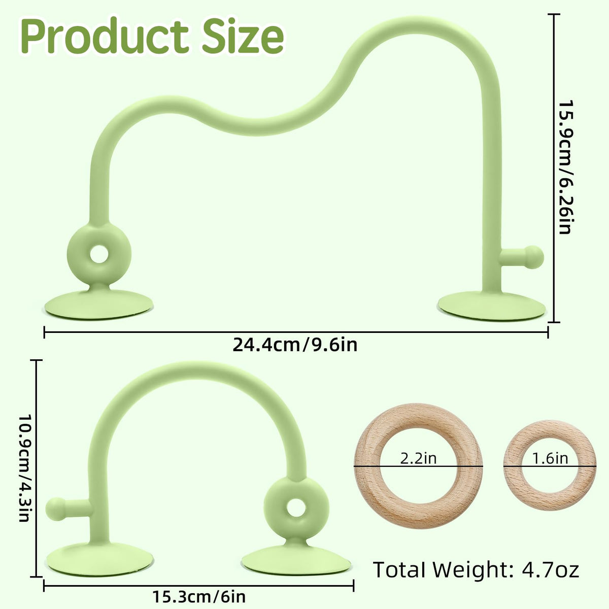 Baby Sensory Suction Toy for High Chair, Food-Grade Silicone Pull String with Wooden Loop, Montessori Educational Toy for Babies 6-24 Months, Fun Bath & Table Activity Gift for Easter Christmas, Green 🍁 All In One Marketplace Canada