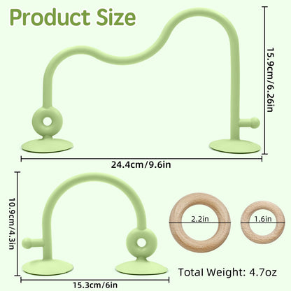 Baby Sensory Suction Toy for High Chair, Food-Grade Silicone Pull String with Wooden Loop, Montessori Educational Toy for Babies 6-24 Months, Fun Bath & Table Activity Gift for Easter Christmas, Green 🍁 All In One Marketplace Canada