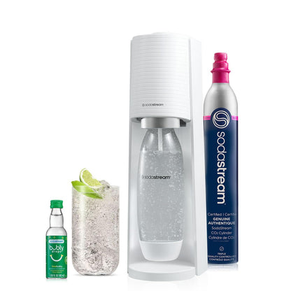 SodaStream Terra Sparkling Water Maker Bundle (White), with CO2, DWS Bottle, and Bubly Drops Flavors Sodastream
