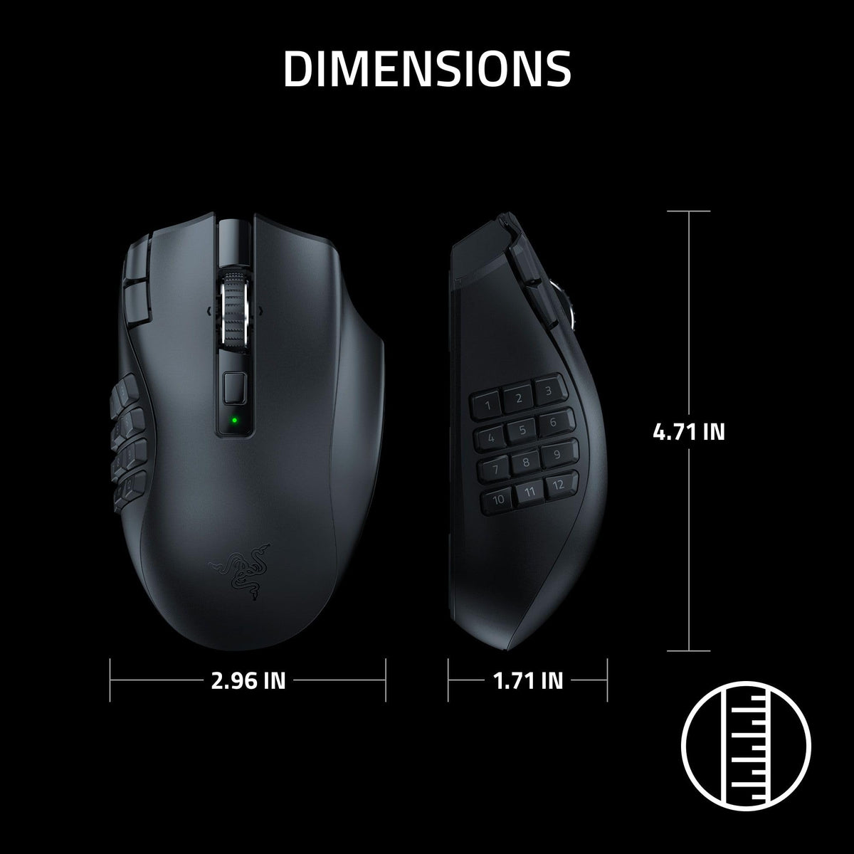 Souris gaming sans fil Razer Naga V2 HyperSpeed pour MMO, 400 h d'autonomie, noir