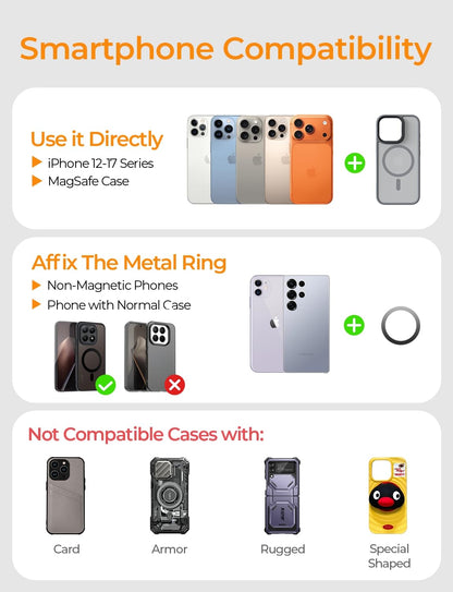 LISEN Car Phone Holder Car for Magsafe Magnetic Car Mount [2026 NEW Stable] Vacuum Magnetic Phone Holder Adjustable Cars Accessories Suction Dashboard Mount for iPhone 17 Pro Max 16 15 14 13 12 - Available at All In One Marketplace Canada