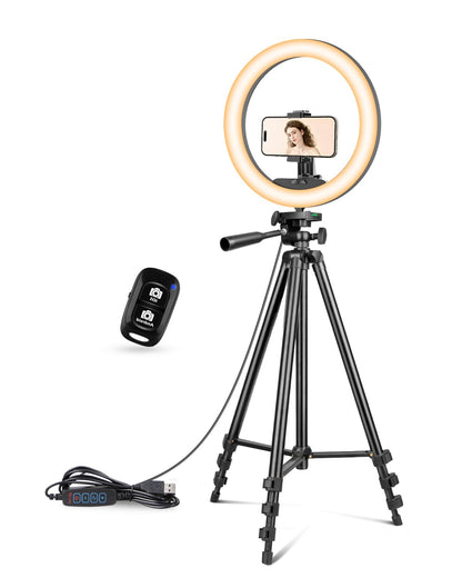 UBeesize 12 inch Ring Light with Stand, Selfie Ring Light with 50" Extendable Tripod Stand & Phone Holder for Live Stream/Makeup/YouTube Video UBeesize