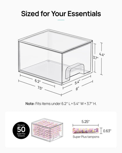 Vtopmart 4 Pack Stackable Makeup Organizer Storage Drawers, Acrylic Bathroom Organizers，Clear Plastic Storage Bins For Vanity, Undersink, Kitchen Cabinets, Pantry, Home Organization and Storage