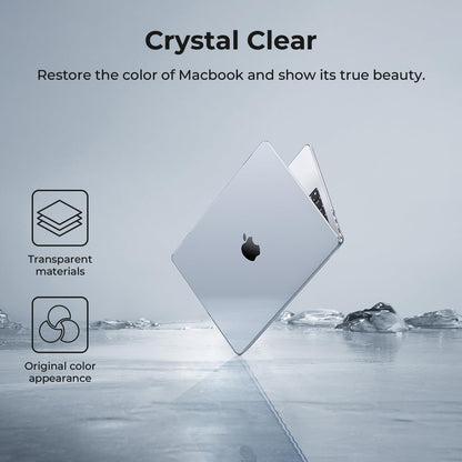 EooCoo Case Compatible with MacBook Air 13 inch M5 M4 M3 M2 2026-2022 A3449 A3240 A3113 A2681, 13.6" Hard Case Cover & Keyboard Skin & Screen Protector for Laptop Air 13.6 inch - Crystal Clear