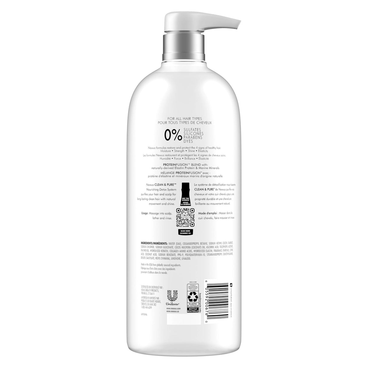 Nexxus Clean & Pure Nourishing Detox Shampoo with ProteinFusion Pump, 1L