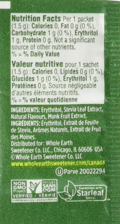 Whole Earth Stevia & Monk Fruit Sweetener Packets - 1000 Count Natural Sugar Substitute