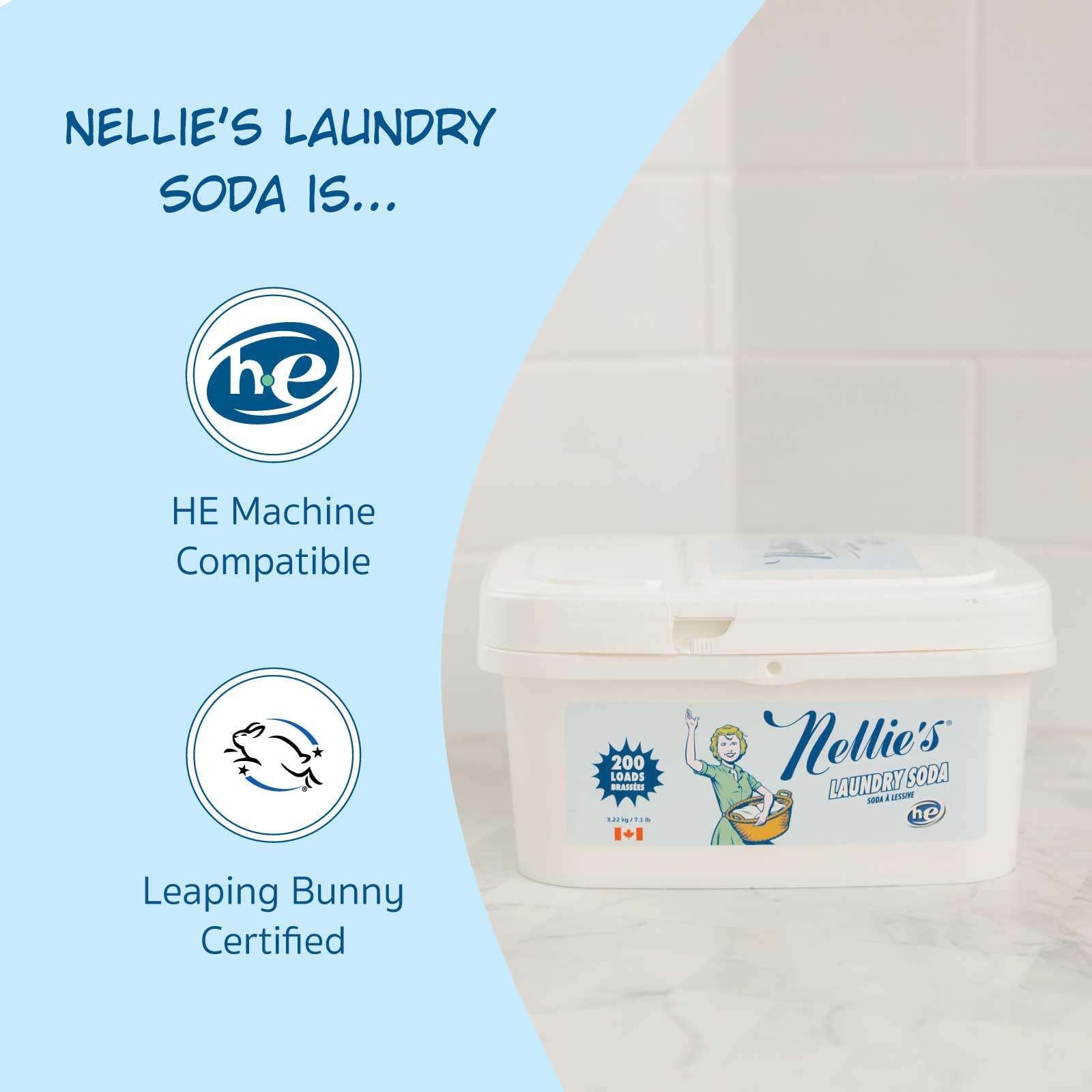 Nellie's Laundry Soda | Fragrance-Free Powder Laundry Detergent | 200 Loads - Available at All In One Marketplace Canada
