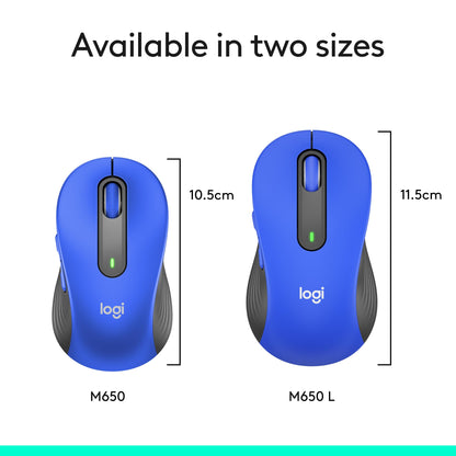 Logitech Signature M650 L Full Size Wireless Mouse - Classic Blue