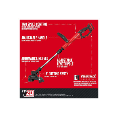 CRAFTSMAN Weedwacker V20 Cordless String Trimmer with 13-in Cutting Radius, Automatic Line Feed (CMCST900D1-CA) 🍁 All In One Marketplace Canada