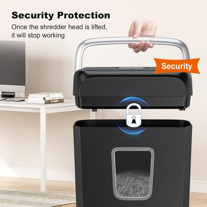 Bonsaii 6-Sheet Crosscut Paper Shredder for Home Use, Small Paper Shredder for Home Office, Portable Document Shredder with 3.4 Gal Wastebasket (C237-B)