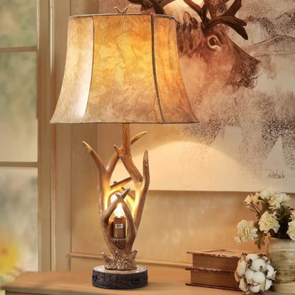 Dungoo Rustic Western Deer Table Lamps with Nightlight Set of 2, 26" Rustic Bedside Lamps for Bedroom with 2 USB Ports, Natural Antler Table Lamp for Christmas Living Room Gift Foyer Office 🍁 All In One Marketplace Canada