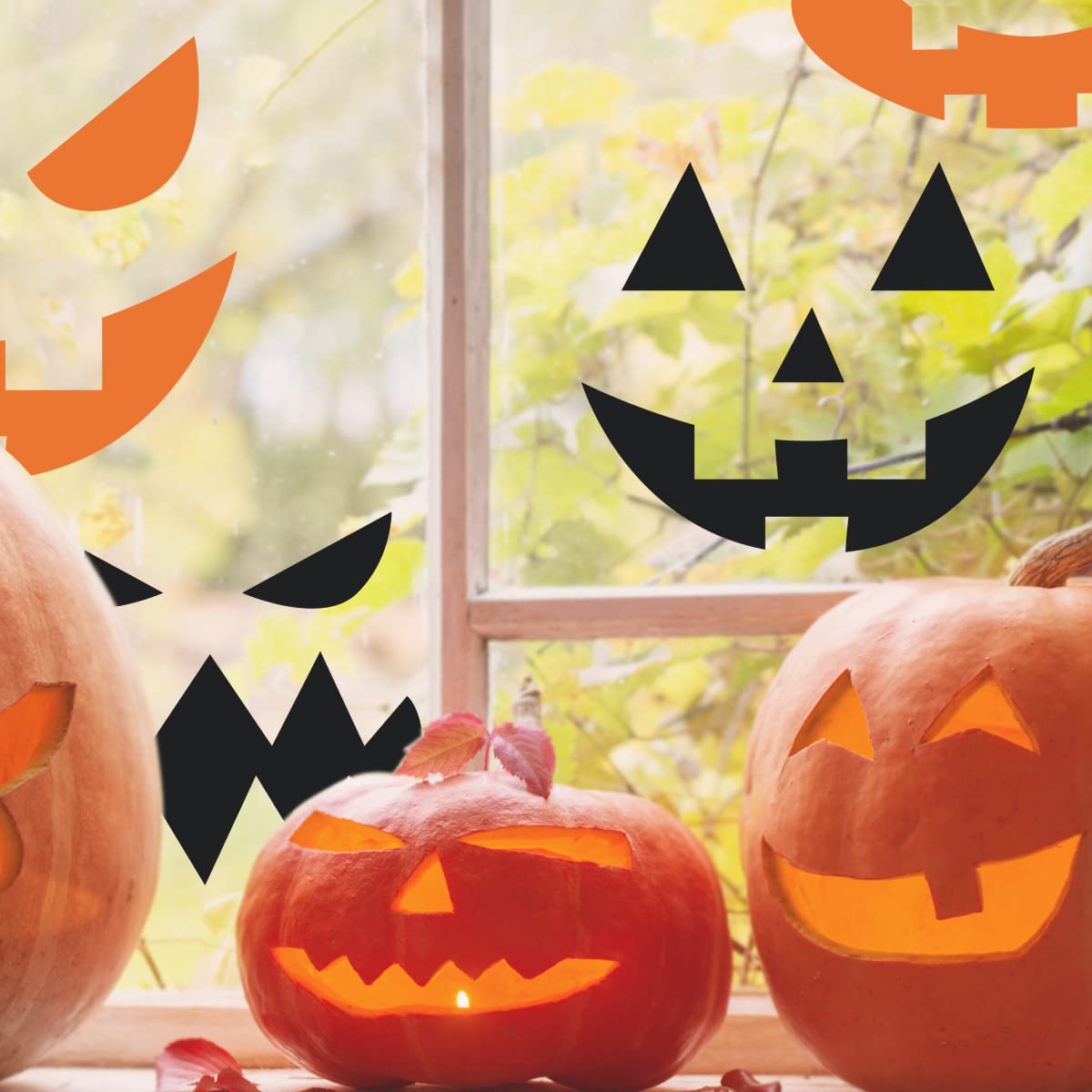 RoomMates Halloween Pumpkin Faces Glow In The Dark Peel and Stick Wall Decals