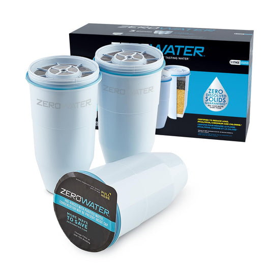 ZeroWater Official Replacement Filter - 5-Stage 0 TDS Filter Replacement - System IAPMO Certified to Reduce Lead, Chromium, and PFOA/PFOS 3 Month supply, 3-Pack 🍁 All In One Marketplace Canada