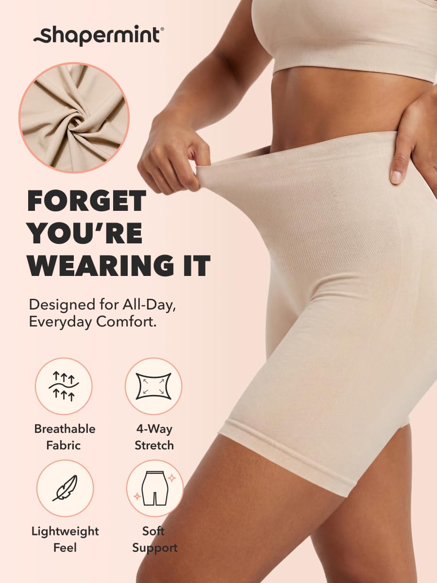 Shapermint High Waisted Body Shaper Shorts - Shapewear for Women Tummy Control Small to Plus-Size Nude Small