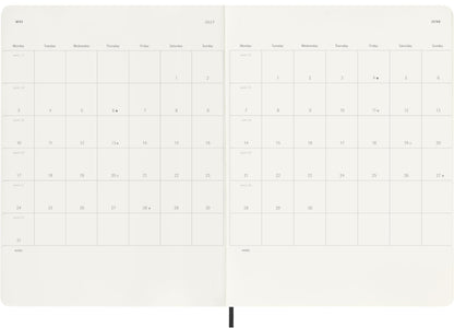 Moleskine Classic 18 Month 2026-2027 Weekly Planner, Soft Cover, XL (7.5" x 10"), Black, 208 pages