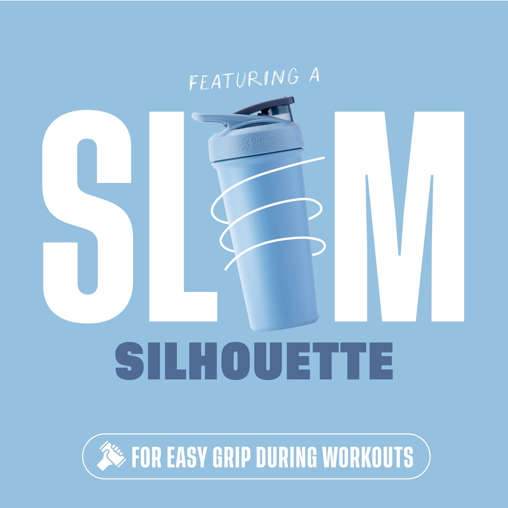 BlenderBottle Strada Sleek Shaker Cup Insulated Stainless Steel Water Bottle with Wire Whisk, 25-Ounce, Dusty Blue