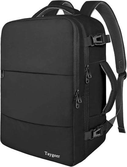 Travel Laptop Backpack, Airplane Approved Travel Backpack Suitcase For Men Women, Lightweight College 35l Luggage Bag 15.6 inch Laptop Backpack Gifts For Casual Business, Black
