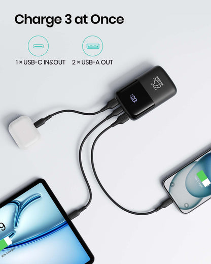 INIU Power Bank, Smallest 22.5W 10000mAh Portable Charger, USB C in&Out Fast Charging 3-Output Mini Battery Pack Charger with Phone Holder for iPhone 17 16 15 14 Samsung S24 S23 AirPods iPad etc - Available at All In One Marketplace Canada