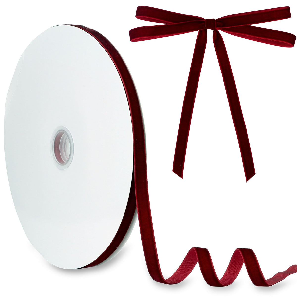 Velvet Ribbon 3/8 Inch x 30 Yards LVYOUIF Single Side Flocked Christmas Ribbon Roll for Gift Wrapping, Bouquets, Tree Bows, Holiday & Party Decoration Burgundy -240 🍁 All In One Marketplace Canada