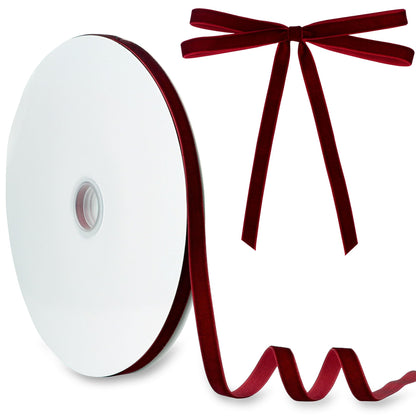 Velvet Ribbon 3/8 Inch x 30 Yards LVYOUIF Single Side Flocked Christmas Ribbon Roll for Gift Wrapping, Bouquets, Tree Bows, Holiday & Party Decoration Burgundy -240 🍁 All In One Marketplace Canada