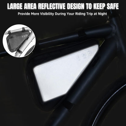 WOTOW Bike Frame Storage Bag, Water Resistant Cycling Reflective Triangle Handlebar Top Tube Bag Under Seat Pouch Strap-On Adjustable Install Position Tool Accessories Pack for Mountain Road Bike - Available at All In One Marketplace Canada