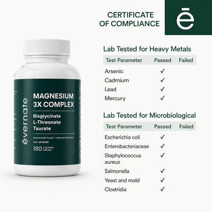 ALL-IN-ONE Magnesium Complex – Magnesium Glycinate (Bisglycinate) Chelated, L-Threonate & Taurate (200mg Elemental per Daily Dose) – Sleep, Stress, Muscle & Heart Support – High Absorption Magnesium Supplement – 180 Vegan Capsules – Made in Canada - Available at All In One Marketplace Canada