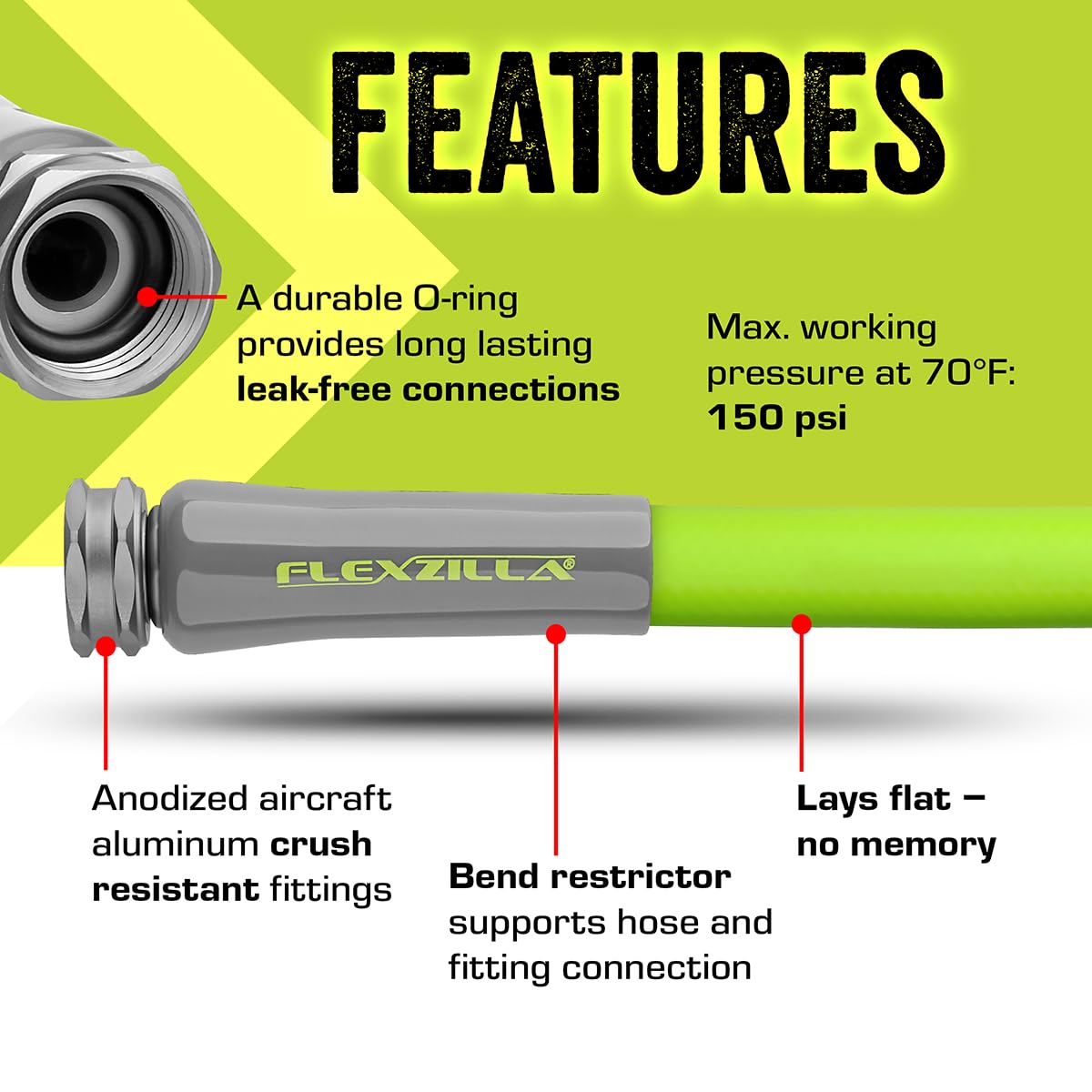 Flexzilla Garden Hose, 5/8 in. x 25'., Heavy Duty, Lightweight, Drinking Water Safe - HFZG525YW