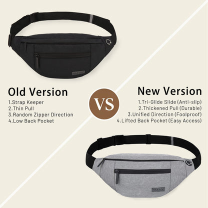 MAXTOP Large Fanny Pack for Women Men with 4-Zipper Pockets Gifts for Enjoy Festival Sports Workout Traveling Running Casual Hands-Free Water-Resistant Sling Waist Pack Bag Carrying of Phones
