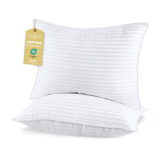 SHERWOOD Pillows Standard Size 2 Pack Hotel Pillow with Cotton Cover and Down Alternative Fiber Fill Bed Pillow for Sleeping (White, Standard 20x26 inch)