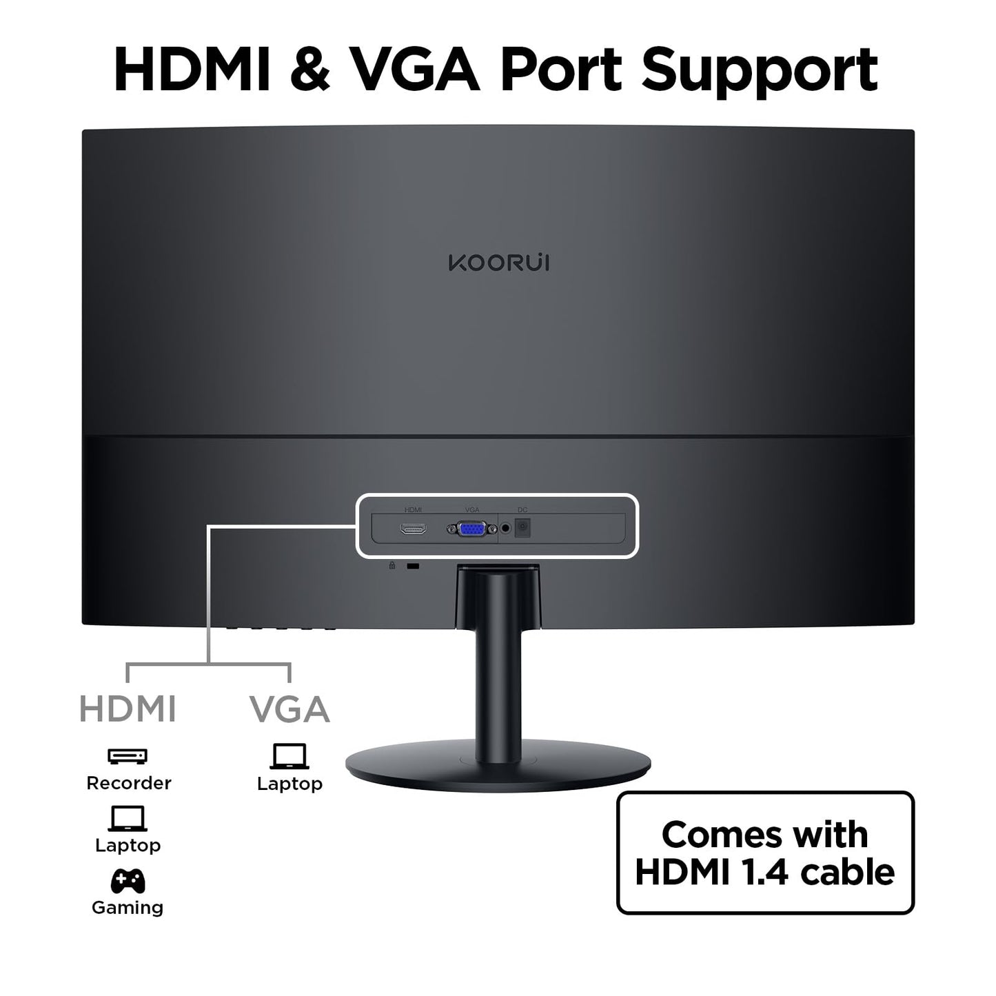 KOORUI 27-inch Curved Computer Monitor Full HD 1080P 144Hz Gaming Monitor KOORUI