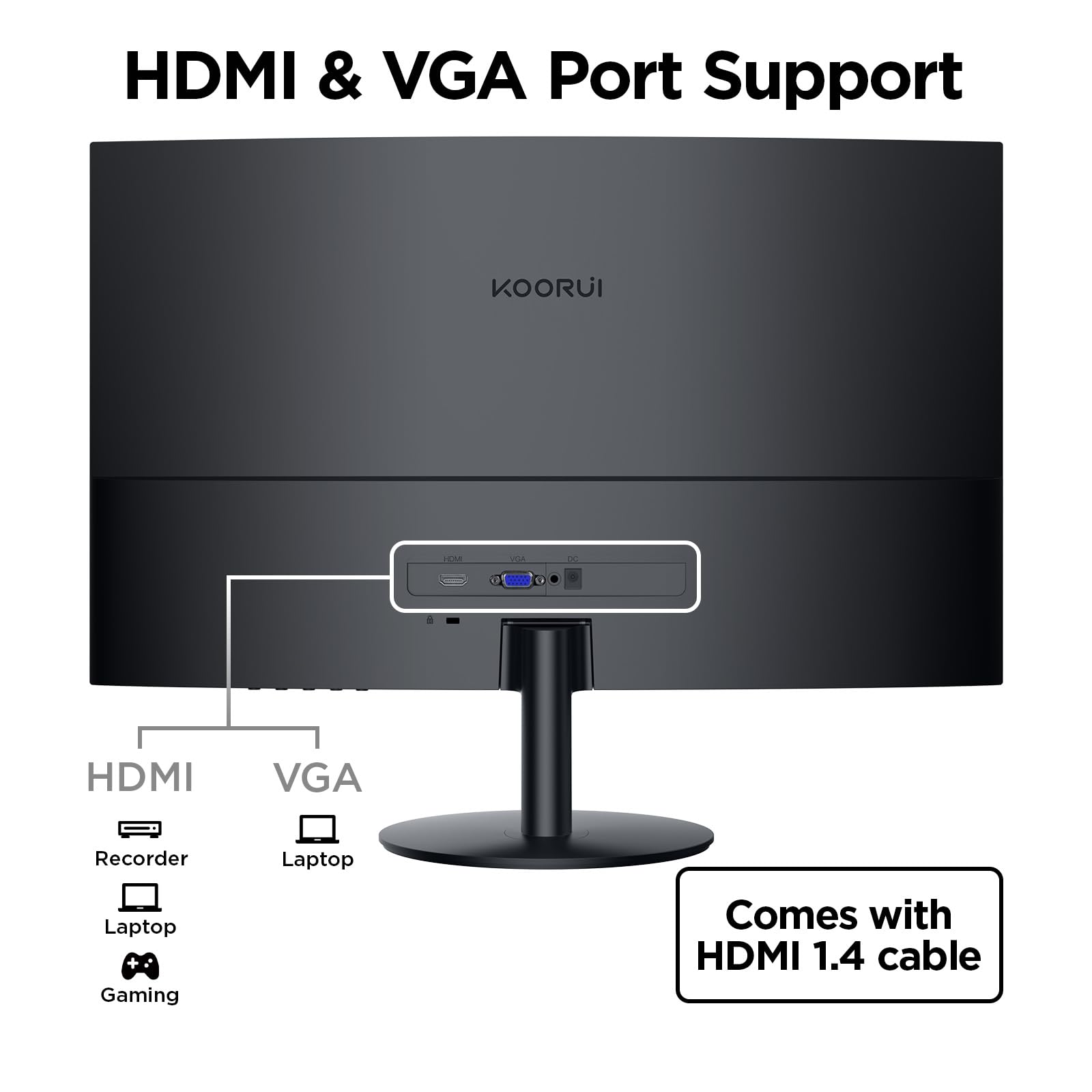 KOORUI 27-inch Curved Computer Monitor Full HD 1080P 144Hz Gaming Monitor KOORUI