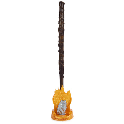 Wizarding World Harry Potter, 12-inch Magical Collector Hermione Granger Wand with Stand & Die-cast Icon, Magical Creatures, Accessory for Halloween Costumes