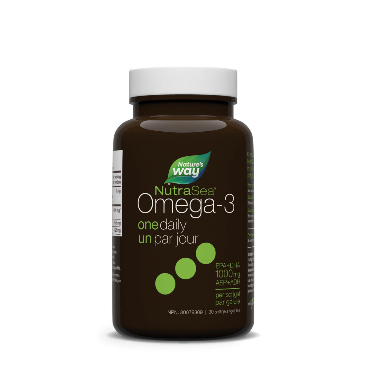 Nature's Way NutraSea One Daily Omega 3 High Potency Softgels Supplement with Fish Oil – Fresh Mint Flavour – Heart & Brain Support for Adults and Kids Ages 6+ – EPA & DHA, 30 Softgels