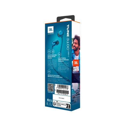 JBL Tune 310C - USB-C Wired Hi-Res in-Ear Headphones, Tangle-Free Flat Cable, 3-Button Remote with Microphone (Blue)