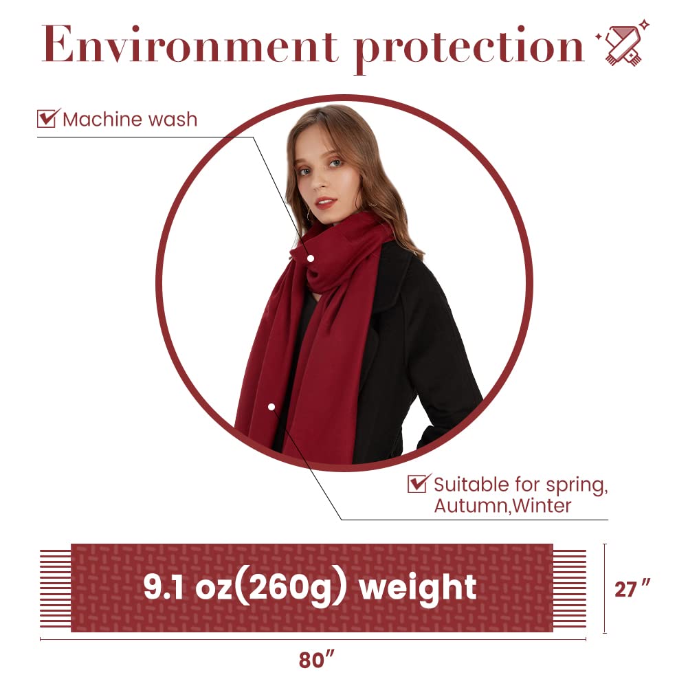 MaaMgic Women's Large Soft Feel Pashmina Shawls Wraps Light Winter Scarf,Burgundy 🍁 All In One Marketplace Canada