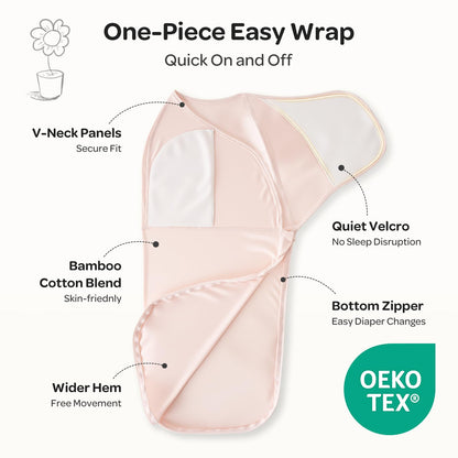 Momcozy Baby Swaddle, Quiet Fastener Swaddle Suitable for Infant 0-3 Months, New-Parent-Friendly Sleep Sack, Reduce Startle Reflex, Newborn Boys Girls Registry Essentials, 2-Pack, Bloom