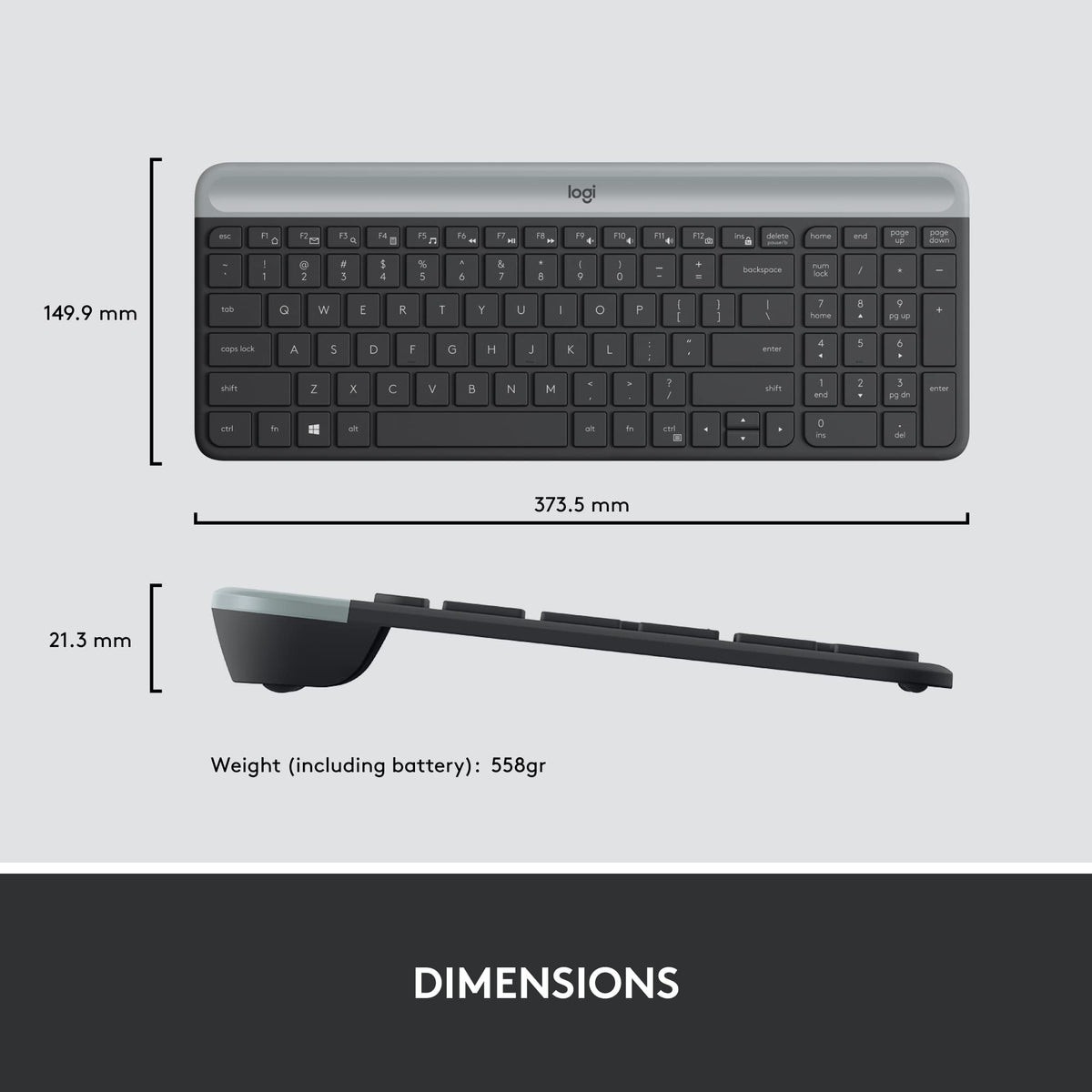 Logitech MK470 Slim Wireless Combo Compact Keyboard and Mouse - Graphite