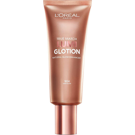 L’Oréal Paris True Match Lumi Glotion, Highlighter, Natural Glow Enhancer for Face & Body, Makeup, Instantly Hydrates and Illuminates Skin, Sheer Color Tint, Offers a Sunkissed Glow, 904 Deep, 40 mL