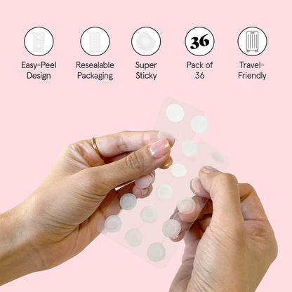 grace & stella Award Winning Invisible Skin Rescue Covers with Hydrocolloid (Round, 36 Count) - With Salicylic Acid and Tea Tree for Absorbing Impurities - Dermatologist Tested Skin Care, Cruelty Free, Vegan