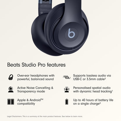 Beats Studio Pro - Wireless Bluetooth Noise Cancelling Headphones - Personalized Spatial Audio, USB-C Lossless Audio, Apple & Android Compatibility, Up to 40 Hours Battery Life - Navy 🍁 All In One Marketplace Canada