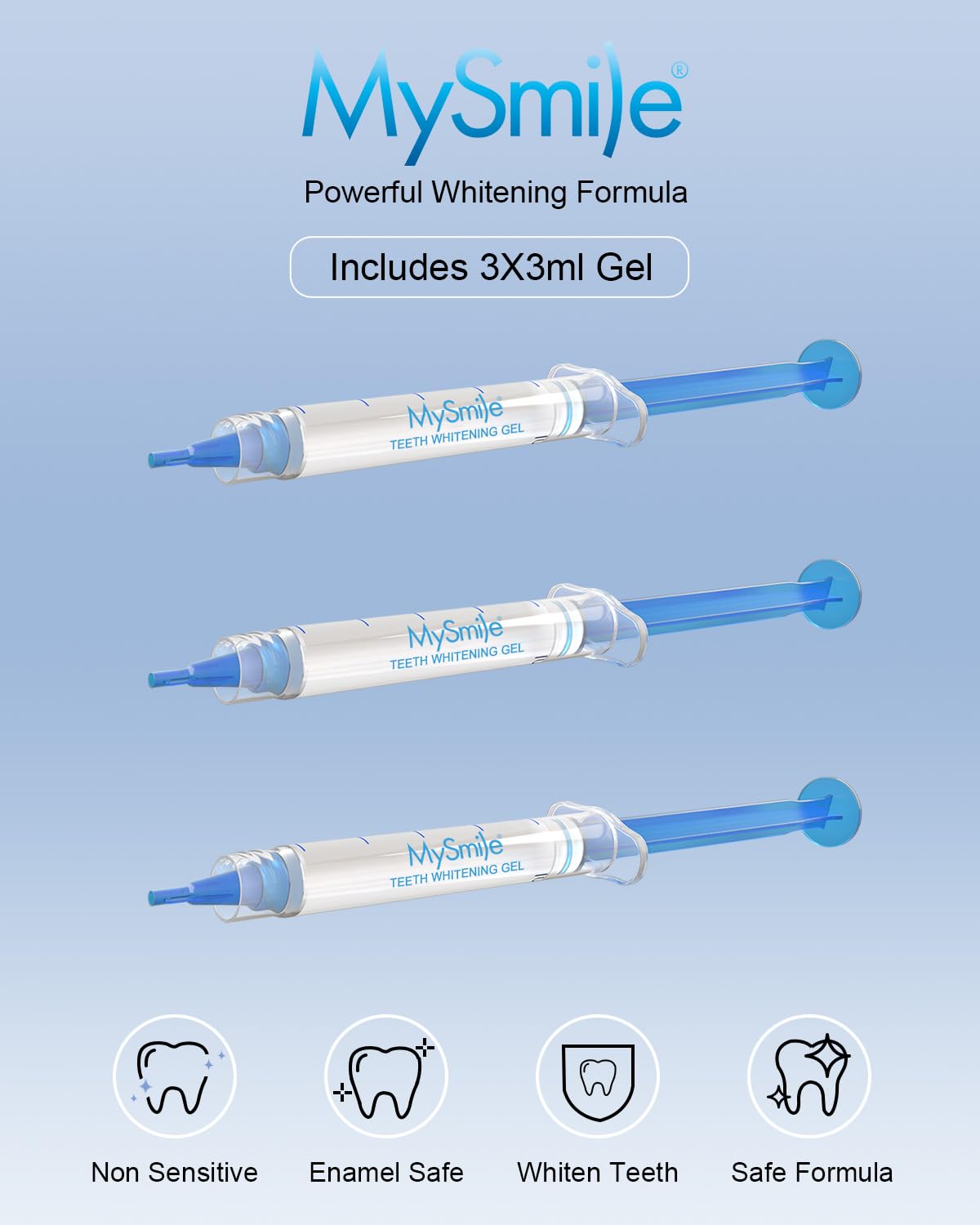 MySmile Teeth Whitening Gel Refills Pack 30+ Treatment Non-Sensitive Enamel Safe Tooth Whitener -10 Min Fast Whitening Teeth - Helps to Remove Stains from Coffee, Smoking, Wines（Excluding Tray Light） - Available at All In One Marketplace Canada