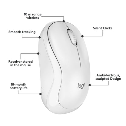 Logitech MK295 Full Size Silent Wireless Keyboard Mouse Combo - Off White