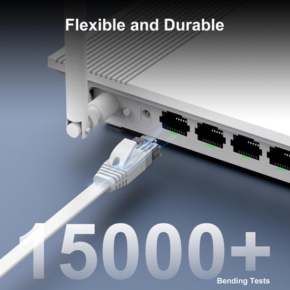 Cat 6 Ethernet Cable 100ft - High Speed 10Gbps, Indoor&Outdoor, Slim Flat Design, Supports Cat7 Network - for Router, Modem, PS4/5, Xbox - White, Weatherproof, Includes 35 Clips & 4 Straps - Available at All In One Marketplace Canada